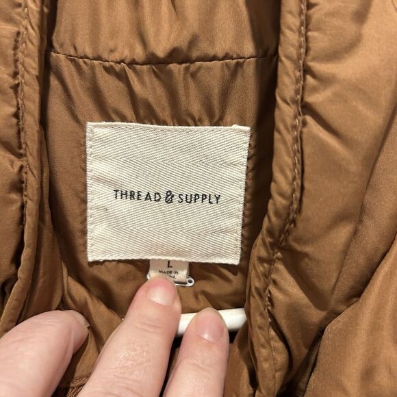 Thread & Supply Bronze Gold Brown Metallic Quilted Denver Vest Outdoor Large - Picture 4 of 6